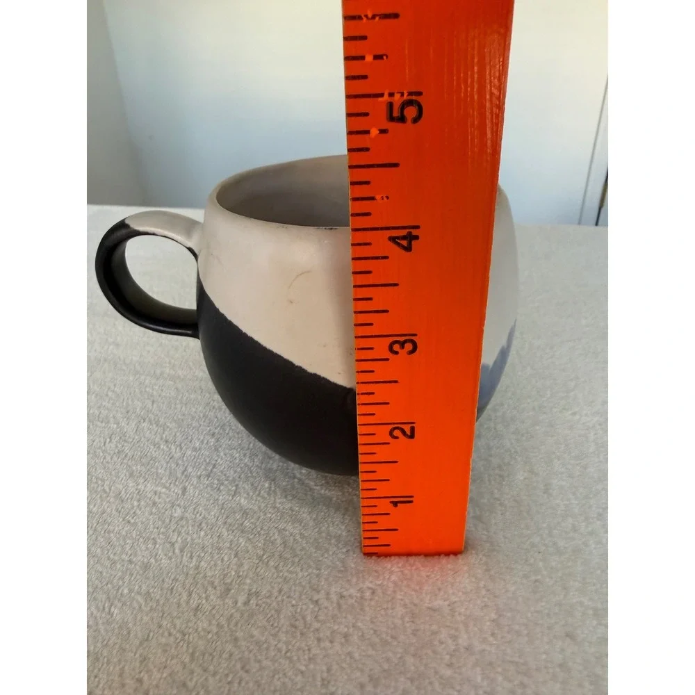Crate & Barrel‎ Olas Portugal Mug Blue Black Ivory Stoneware Cup Tea Coffee